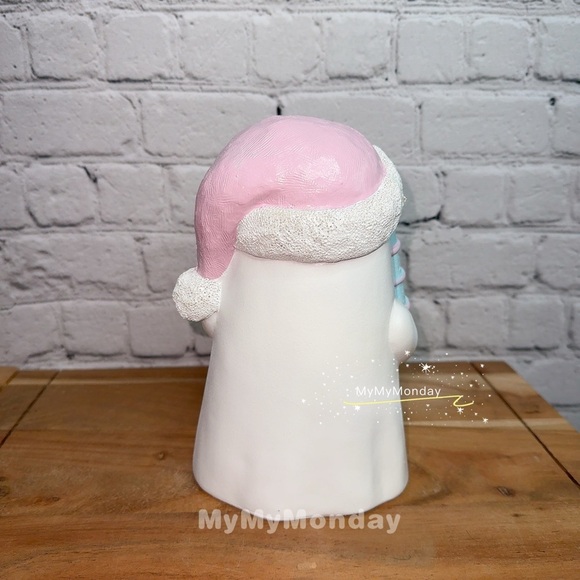 Christmas Ghost with Pink Beanie and Tree - Picture 2 of 4